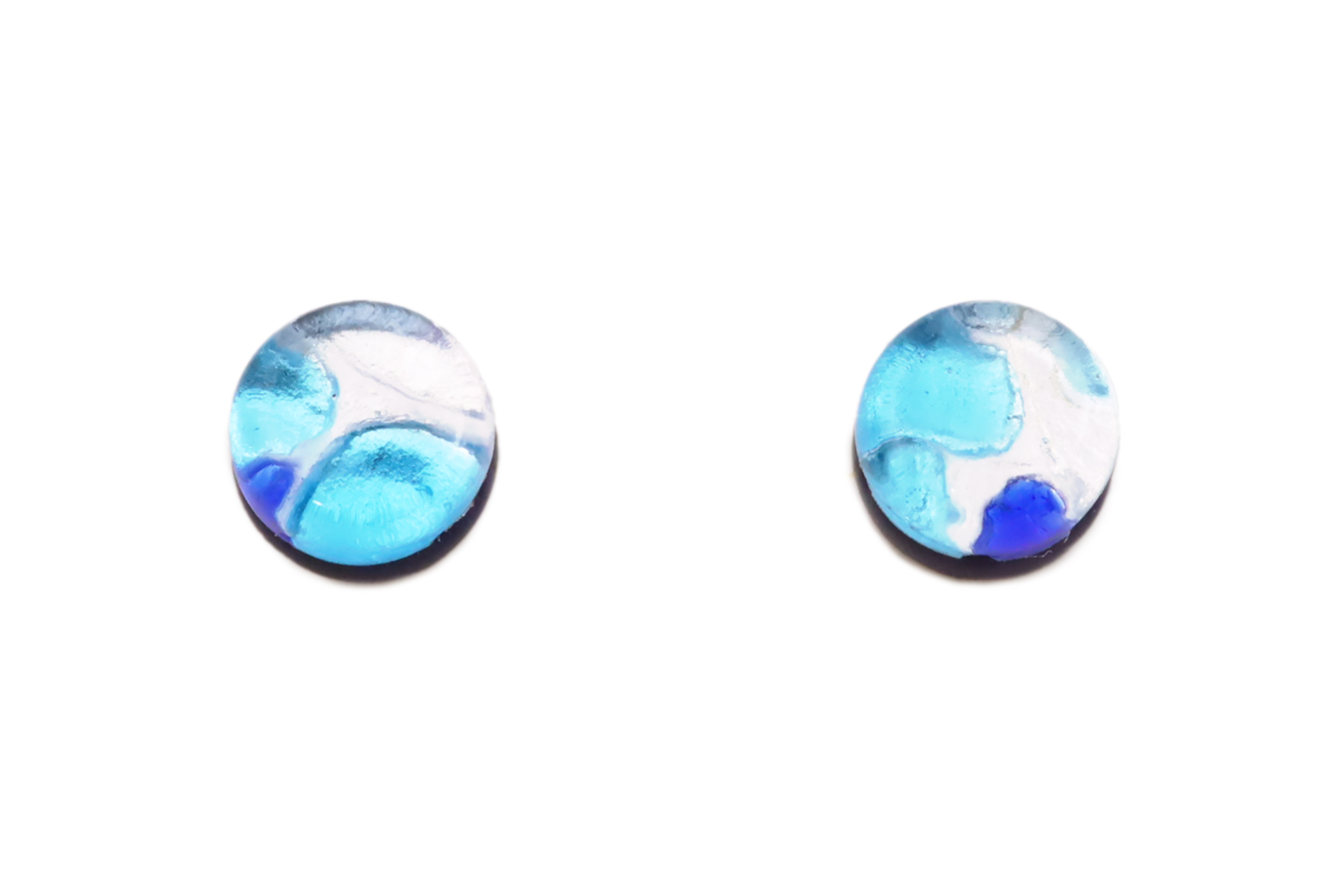 ムラーノグラス　サークル型ピアス　ブルー×ライトブルー＆シルバー