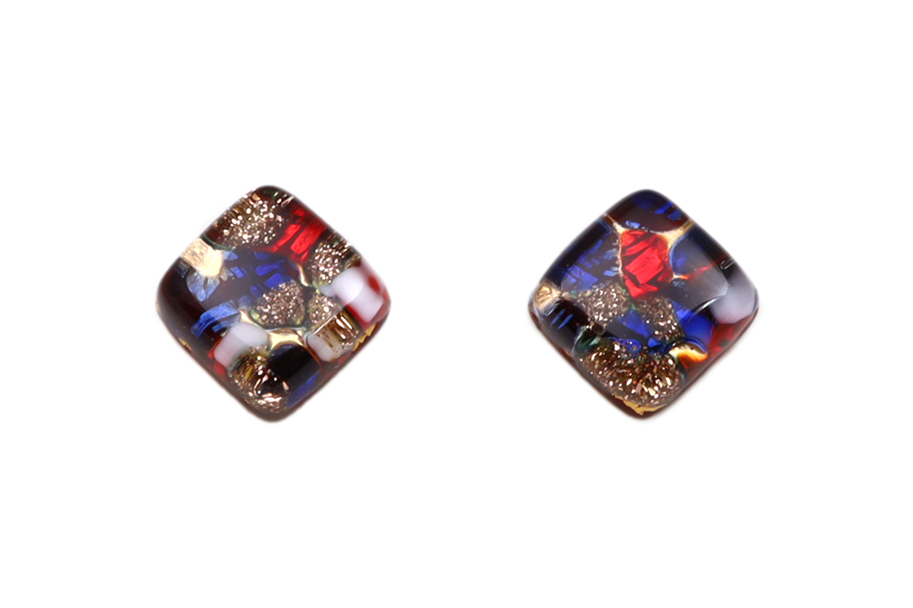 ムラーノグラス　スクエア型ピアス