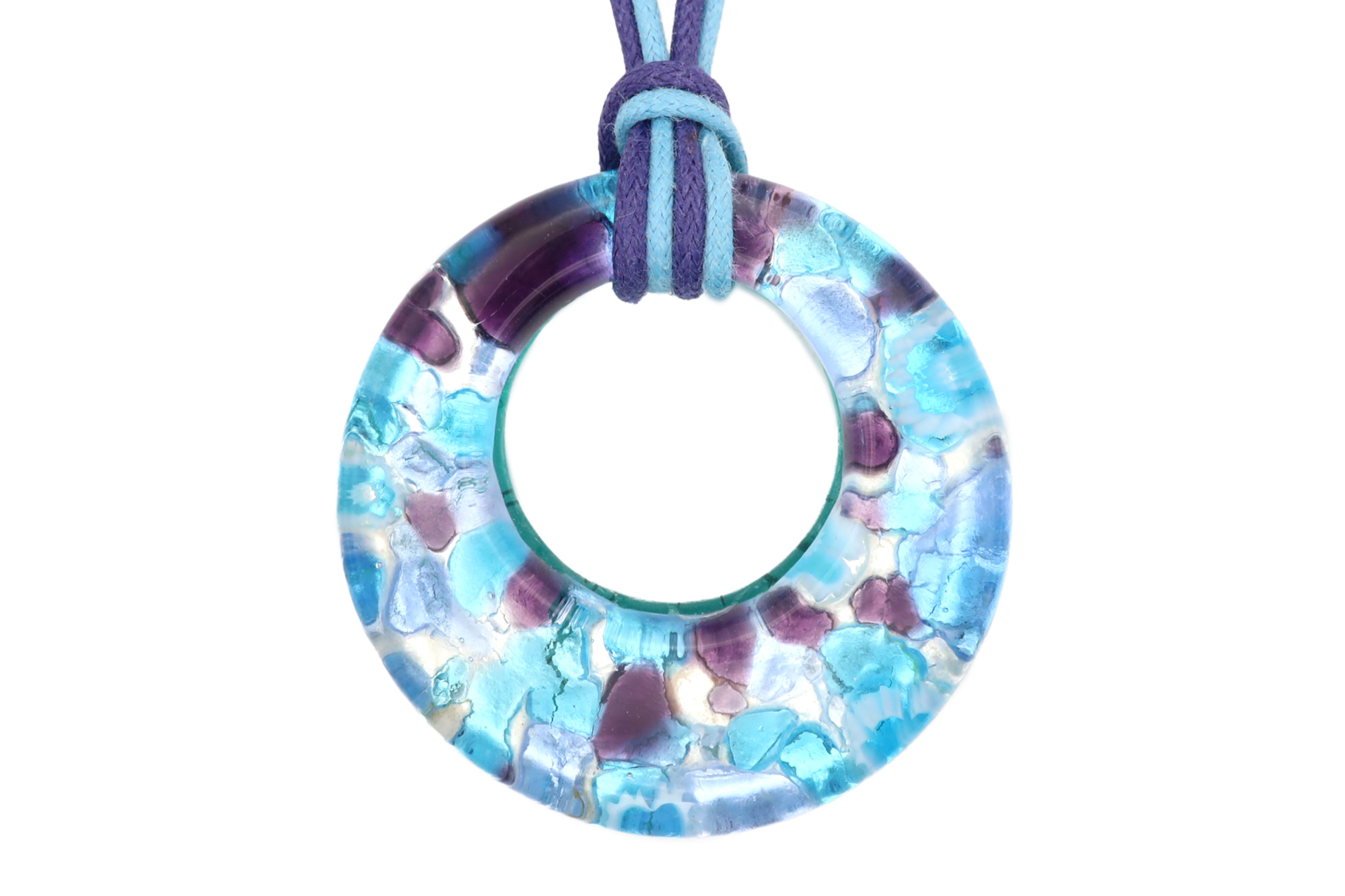 ムラーノグラスペンダント　ドーナツ型ペンダントトップ40mm