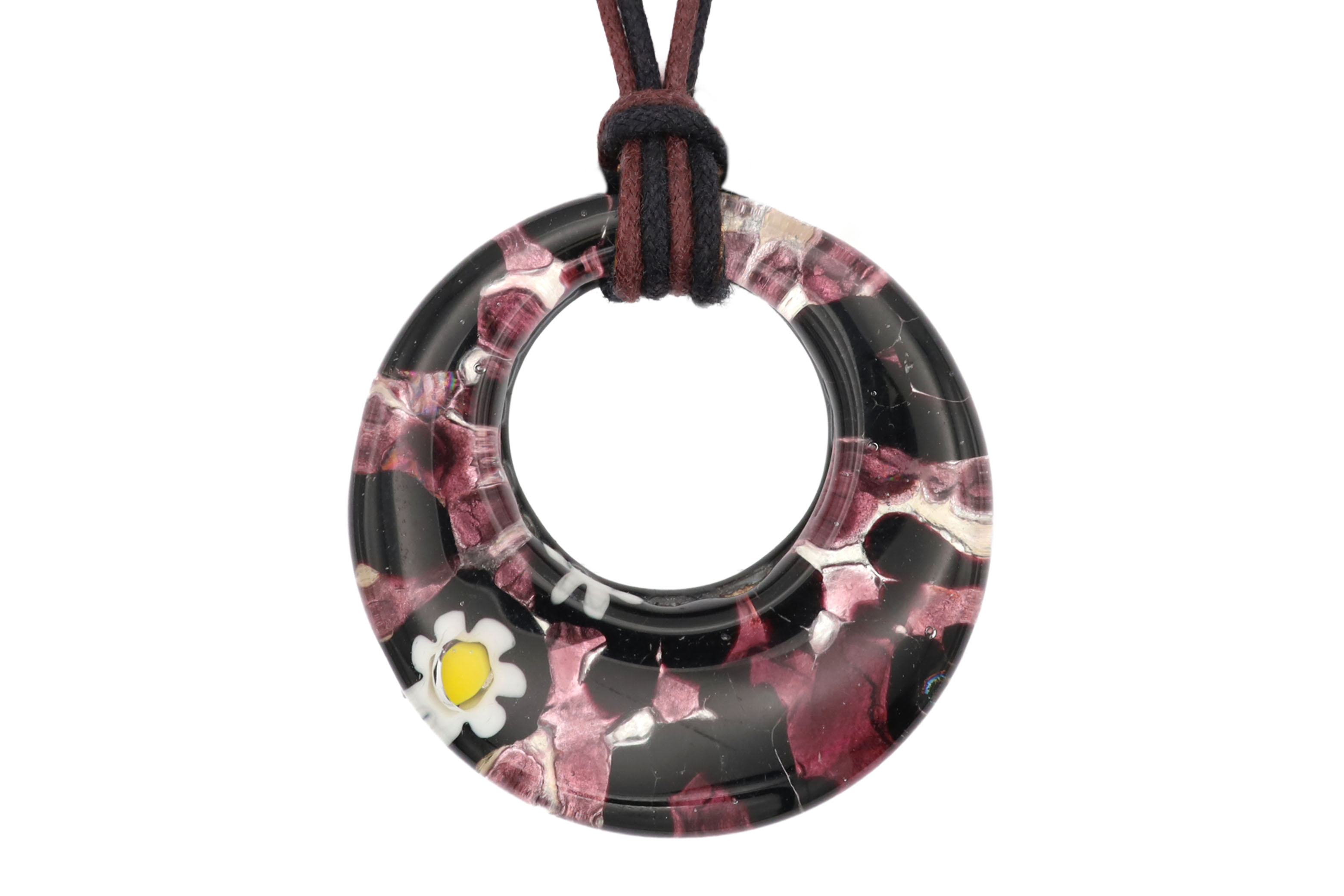 ムラーノグラスペンダント　ドーナツ型ペンダントトップ40mm