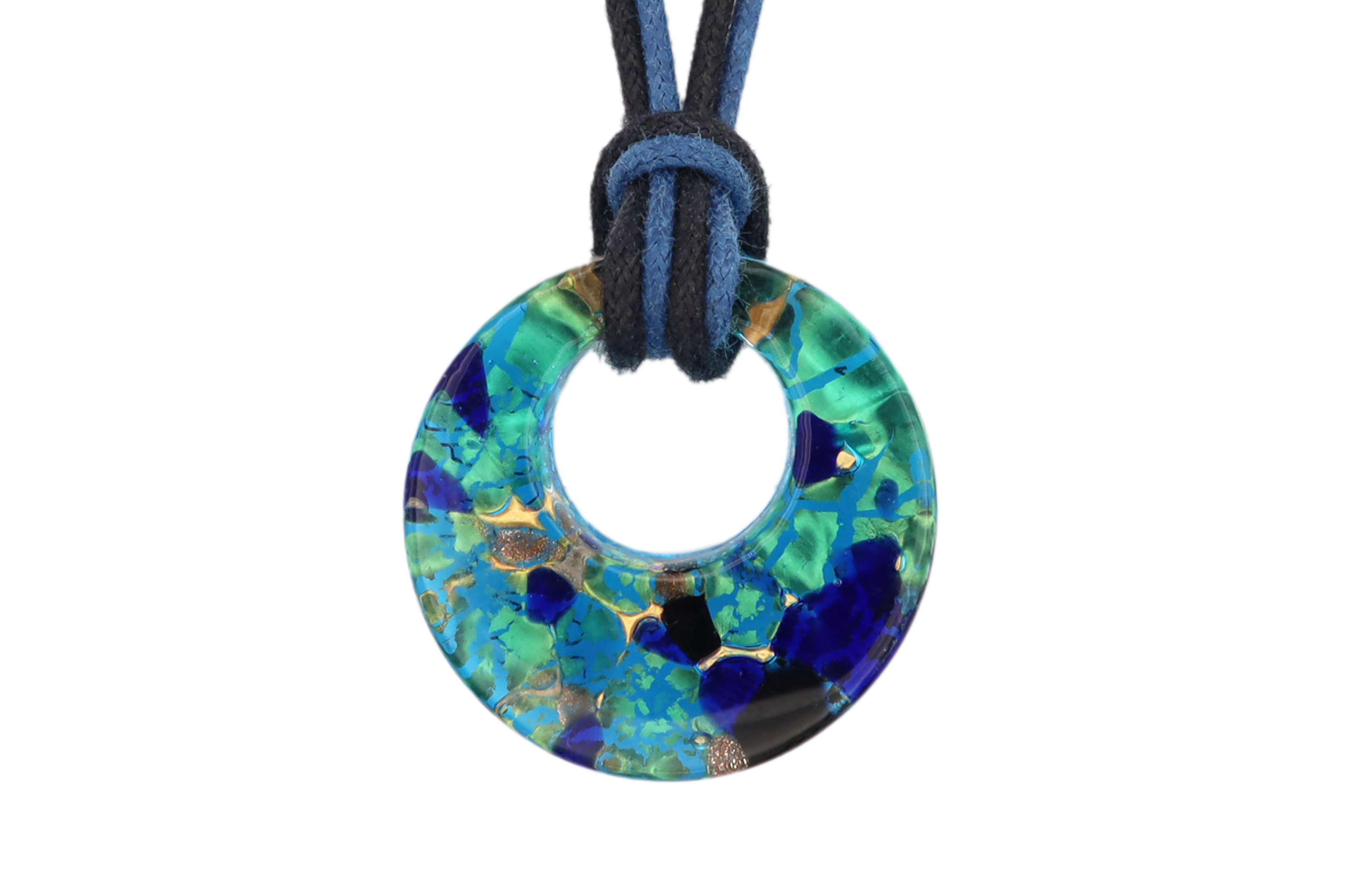 ムラーノグラスペンダント　ドーナツ型ペンダントトップ25mm