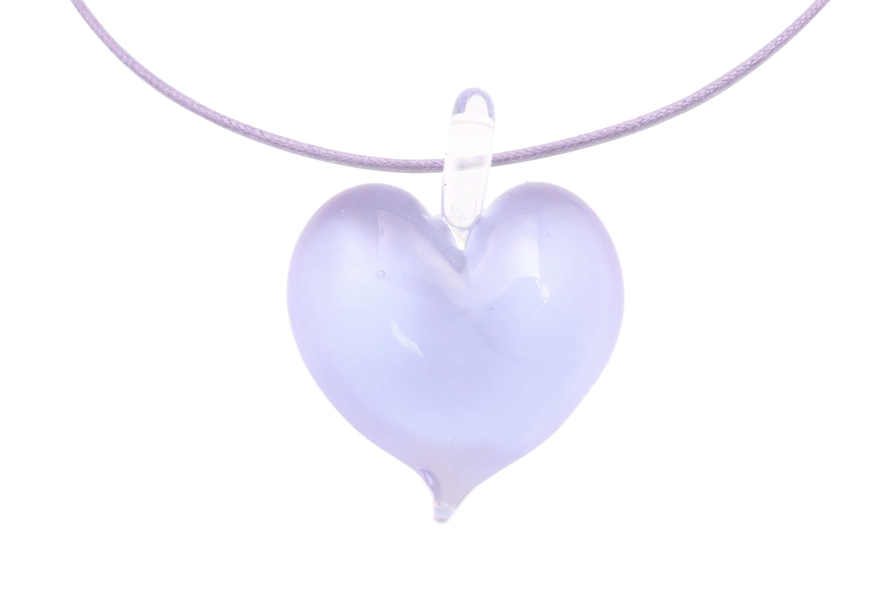 ムラーノグラスハートペンダント　ブルーラベンダー×ホワイト　ネックレス付き