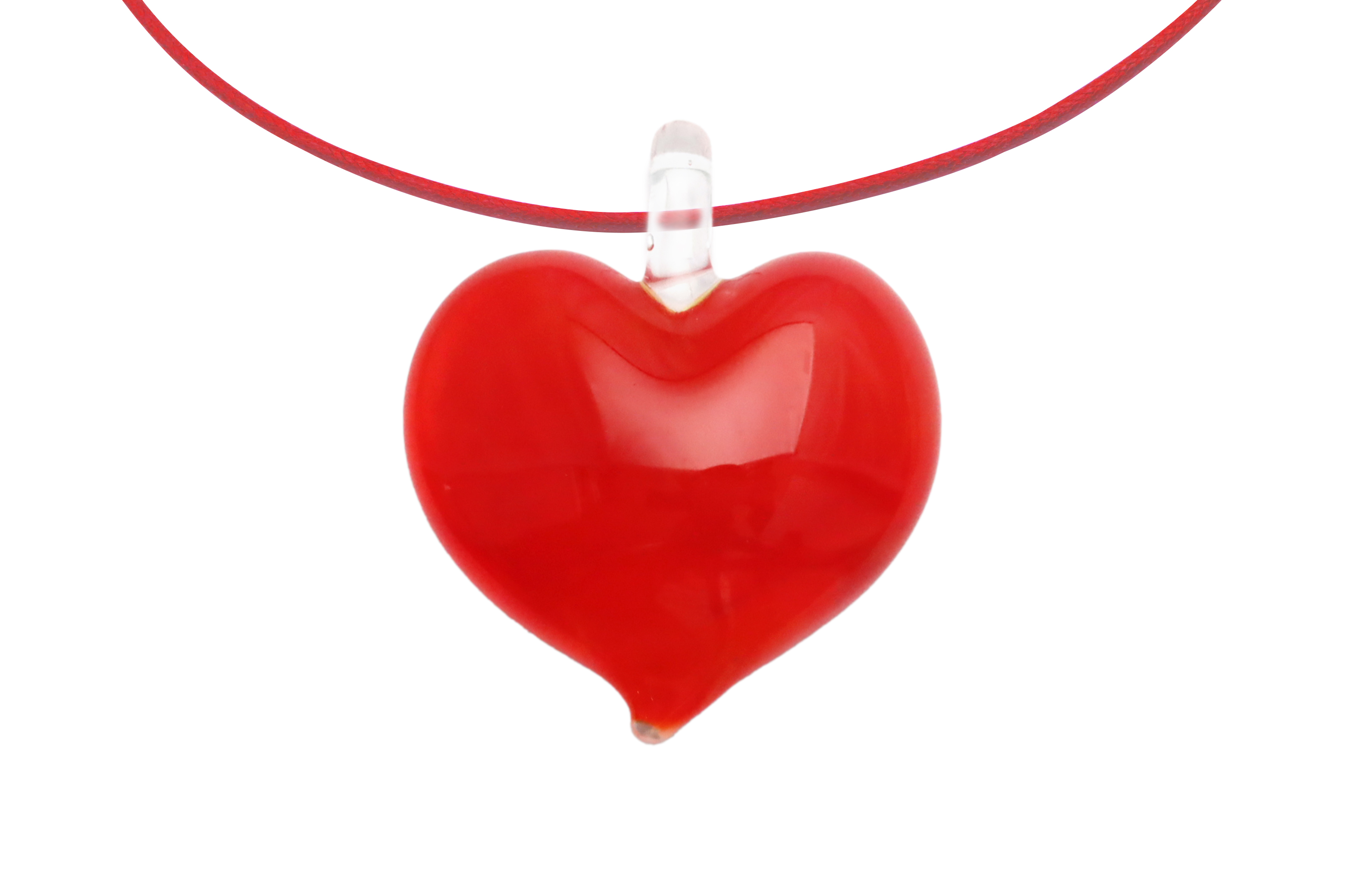 ムラーノグラスハートペンダント　オレンジ×ホワイト ネックレス付き