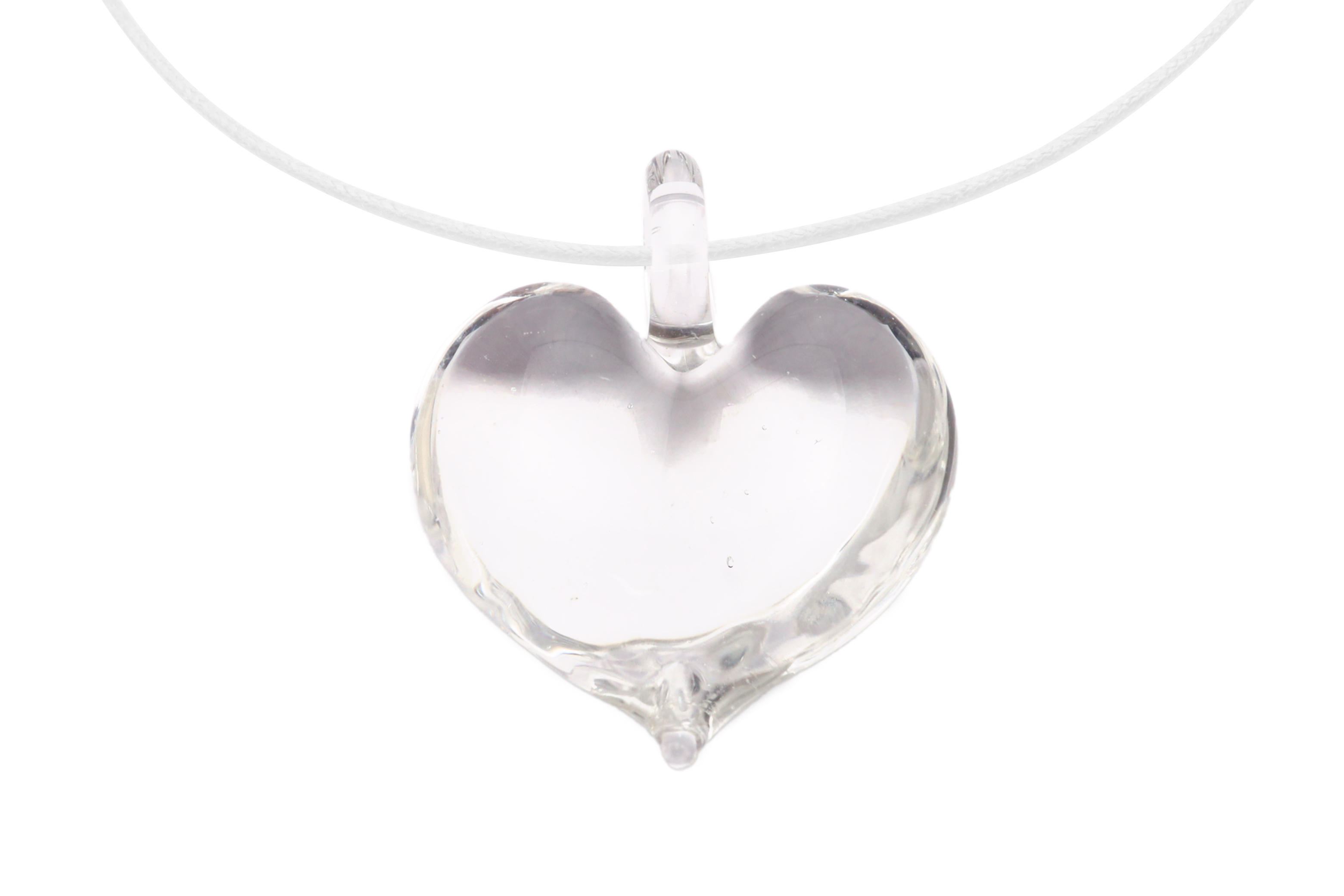 ムラーノグラスハートペンダント　クリア　ネックレス付き