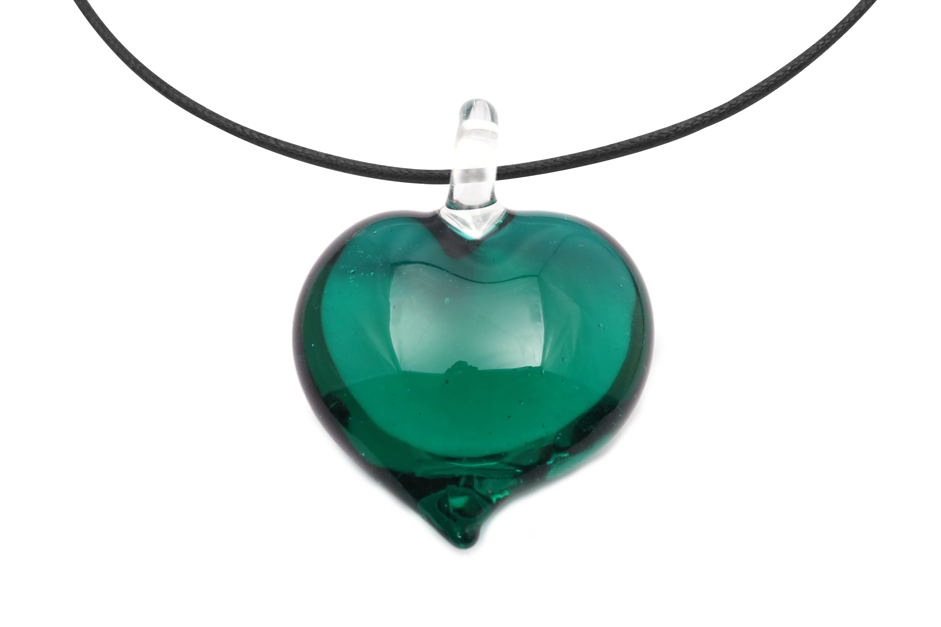 ムラーノグラスハートペンダント　クリアグリーン　ネックレス付き