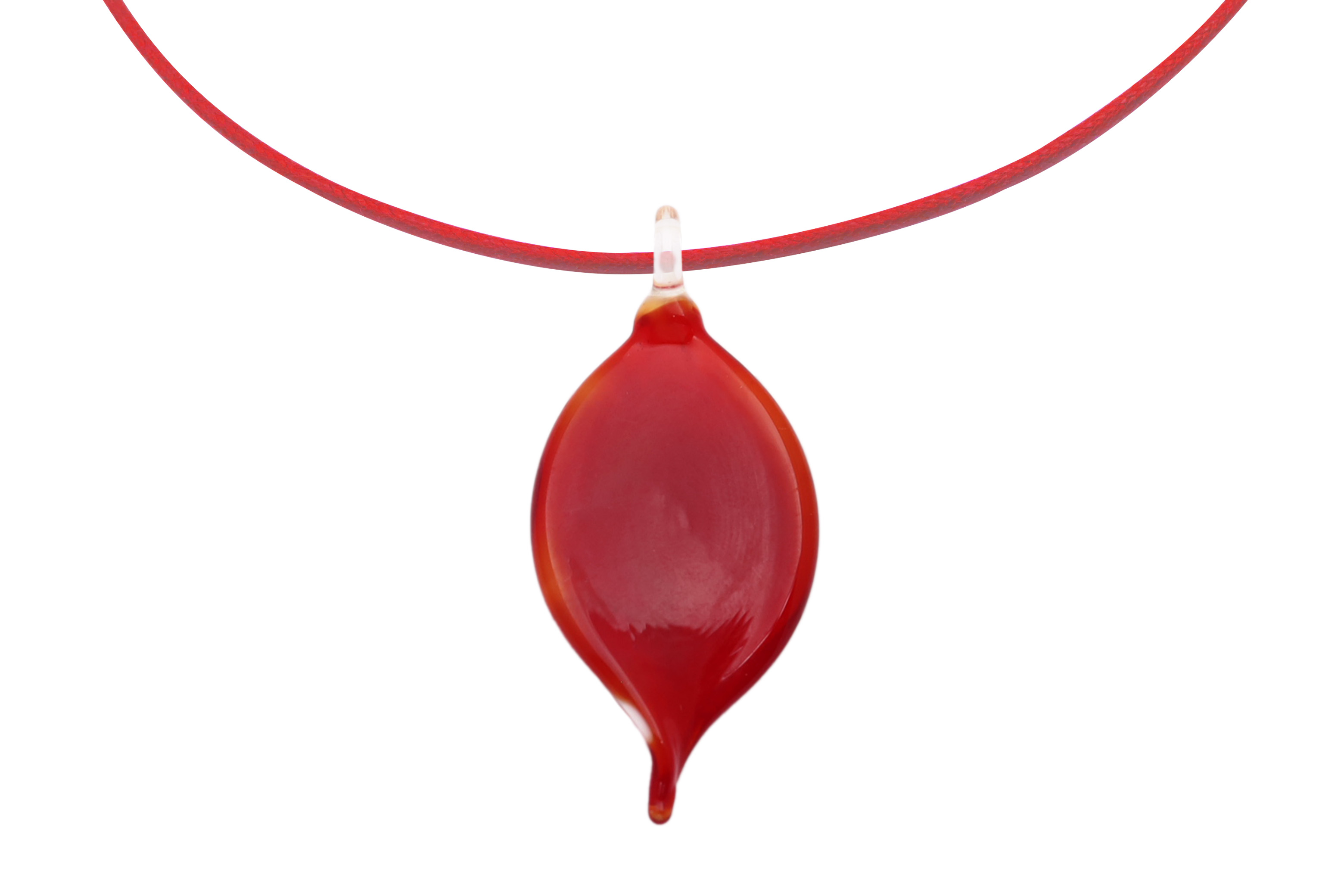 ランプワーク　リーフ型ペンダント