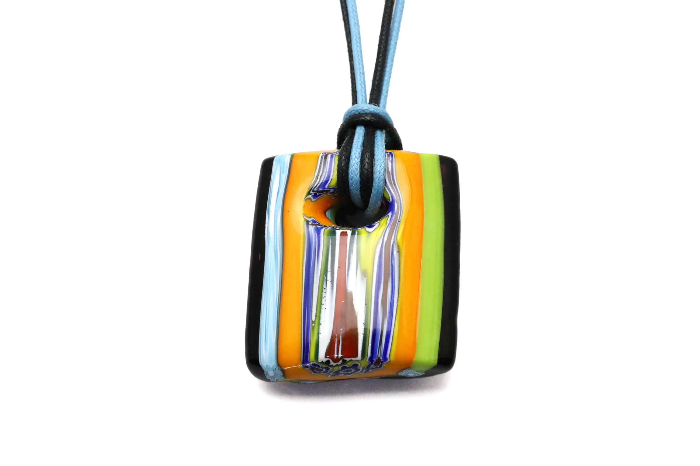 ムラーノグラスペンダント　トロンケッティ　マルチカラーストライプ