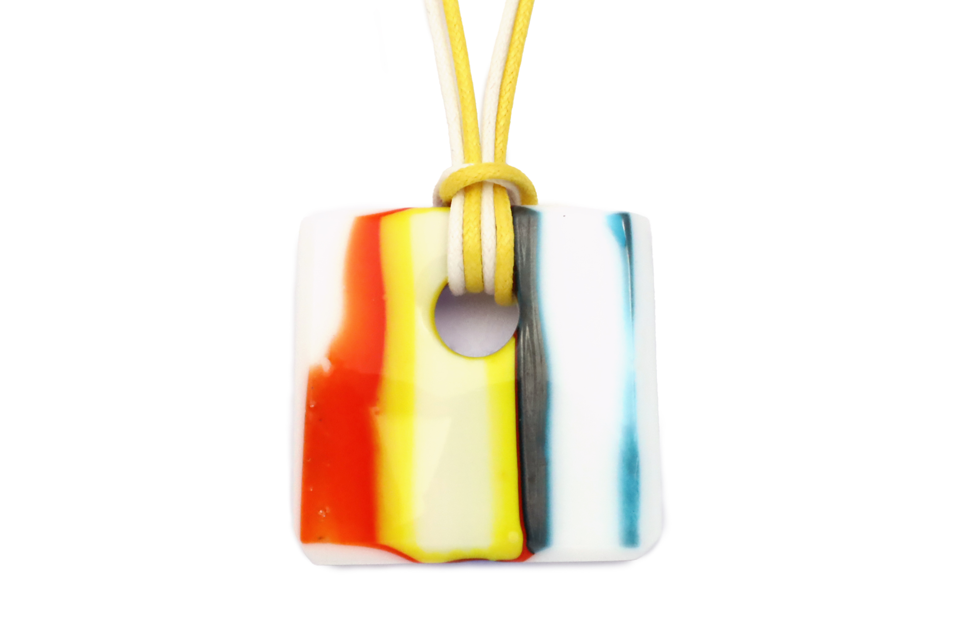 ムラーノグラスペンダント　トロンケッティ　マルチカラー　フリーサイズネックレス付き