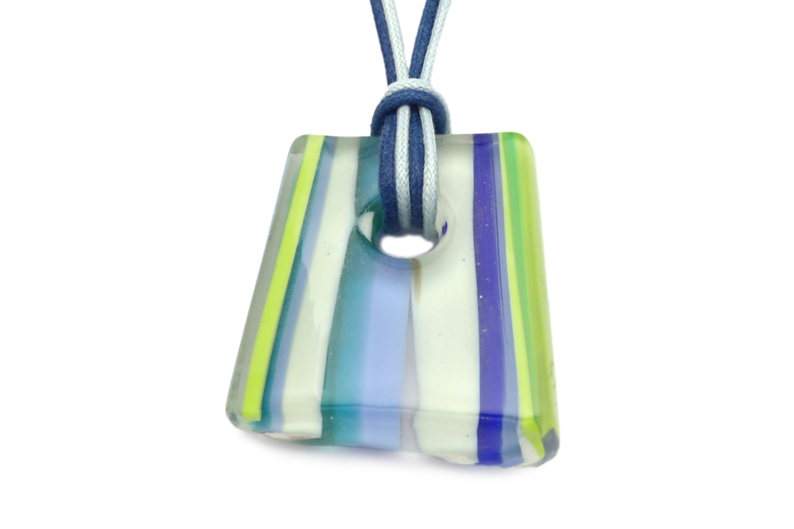 ムラーノグラスペンダント　トロンケッティ　マルチカラーストライプ　フリーサイズネックレス付き