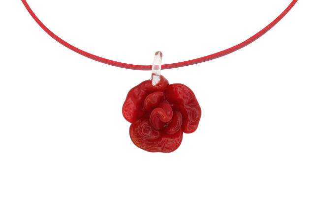 ムラーノグラス バラのペンダント