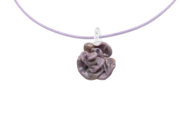 ムラーノグラス バラのペンダント アンティークパープル ネックレス付き