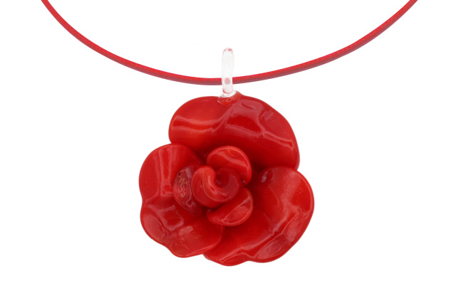 ムラーノグラス バラのペンダント
