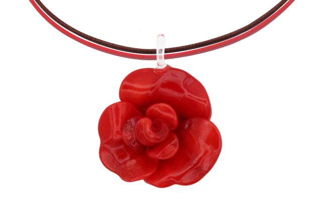 ムラーノグラス　バラのペンダント