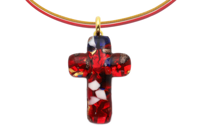 ムラーノグラスペンダント　クロス型ペンダントトップ