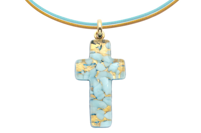 ムラーノグラスペンダント　クロス型ペンダントトップ