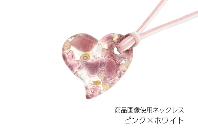 ムラーノグラスペンダント　ハート型ペンダントトップ40mm