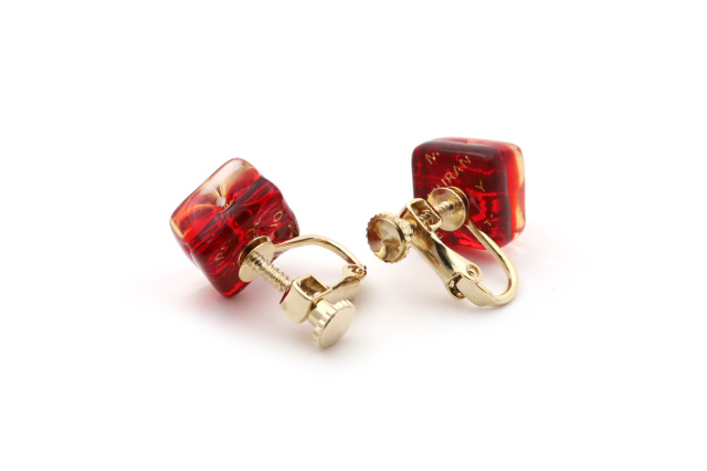 ムラーノグラス　スクエア型イヤリング