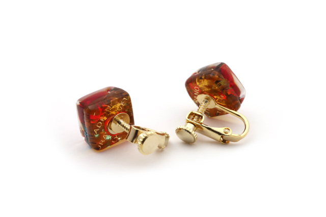 ムラーノグラス　スクエア型イヤリング