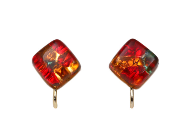 ムラーノグラス　スクエア型イヤリング