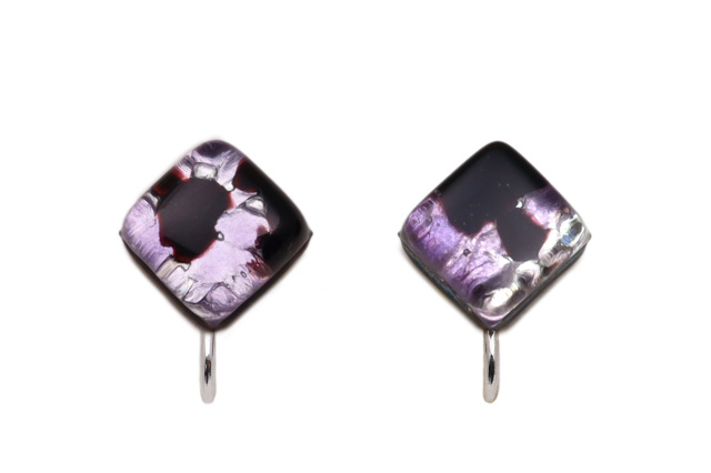 ムラーノグラス　スクエア型イヤリング