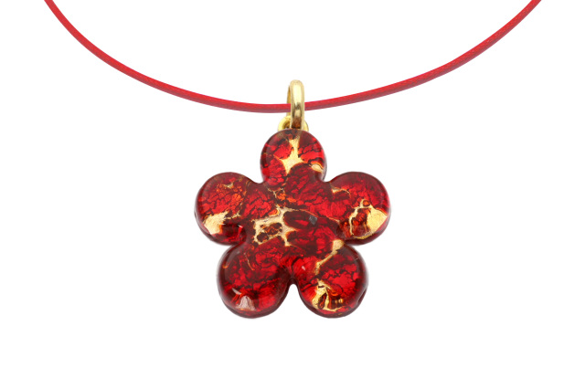 ムラーノグラスペンダント　花のペンダントトップ