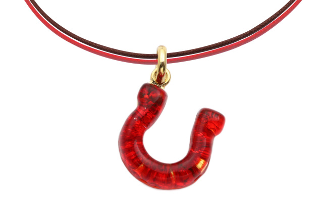 ムラーノグラスペンダント　馬蹄のペンダントトップ