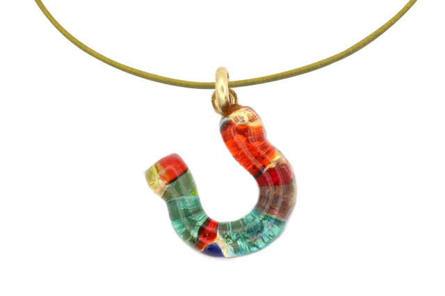 ムラーノグラスペンダント　馬蹄のペンダントトップ