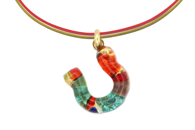 ムラーノグラスペンダント　馬蹄のペンダントトップ