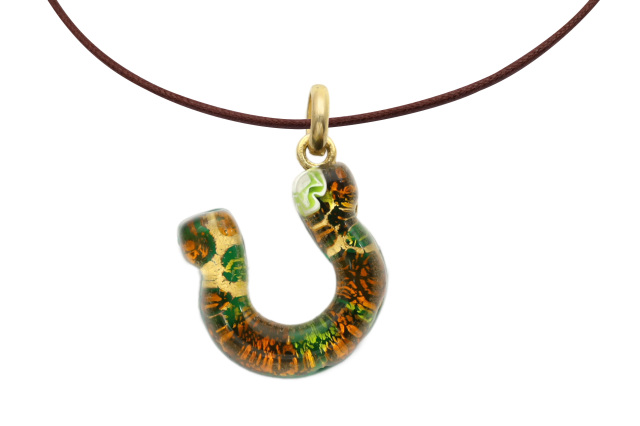 ムラーノグラスペンダント　馬蹄のペンダントトップ