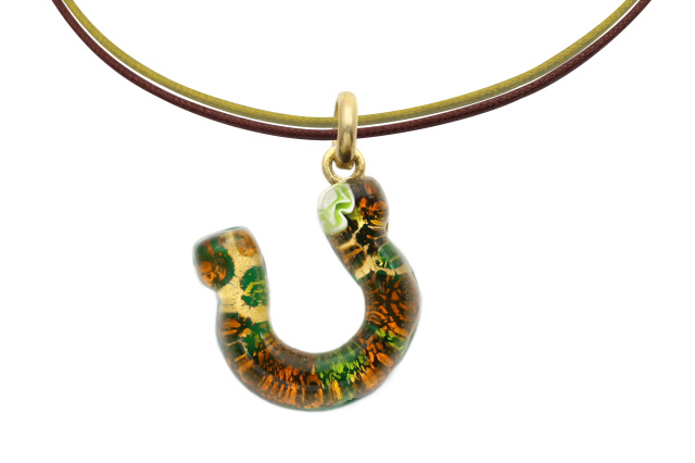 ムラーノグラスペンダント　馬蹄のペンダントトップ