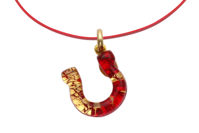 ムラーノグラスペンダント　馬蹄のペンダントトップ