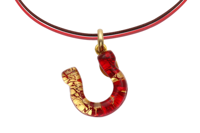 ムラーノグラスペンダント　馬蹄のペンダントトップ