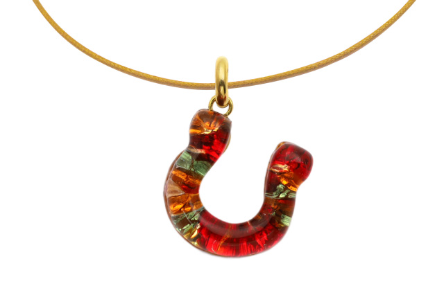 ムラーノグラスペンダント　馬蹄のペンダントトップ