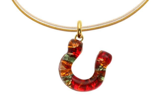 ムラーノグラスペンダント　馬蹄のペンダントトップ