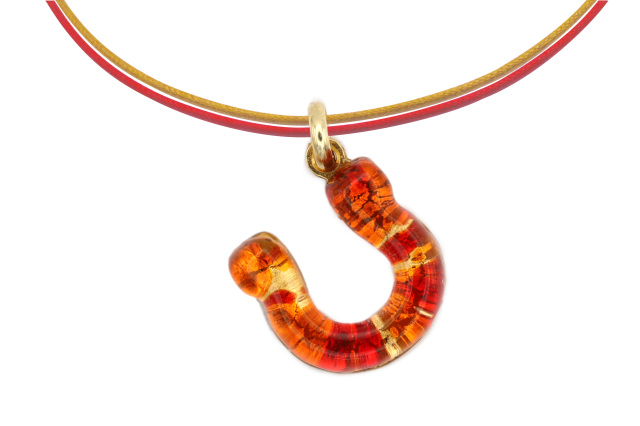 ムラーノグラスペンダント　馬蹄のペンダントトップ