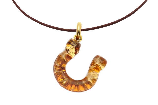 ムラーノグラスペンダント　馬蹄のペンダントトップ