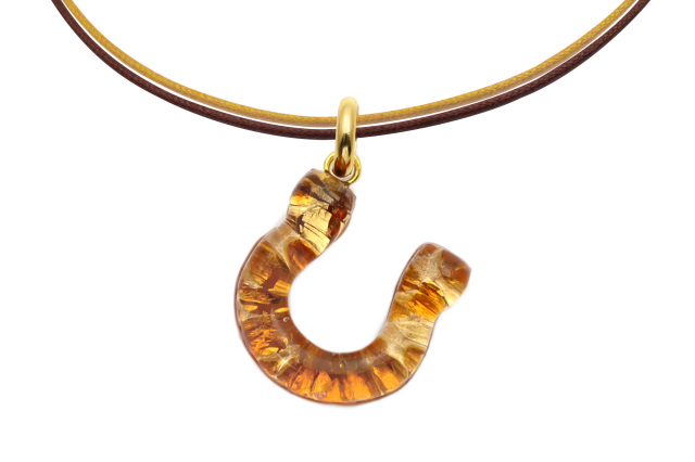 ムラーノグラスペンダント　馬蹄のペンダントトップ