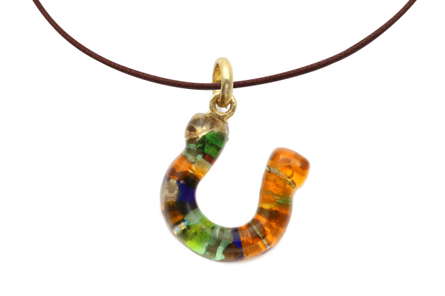 ムラーノグラスペンダント 馬蹄のペンダントトップ