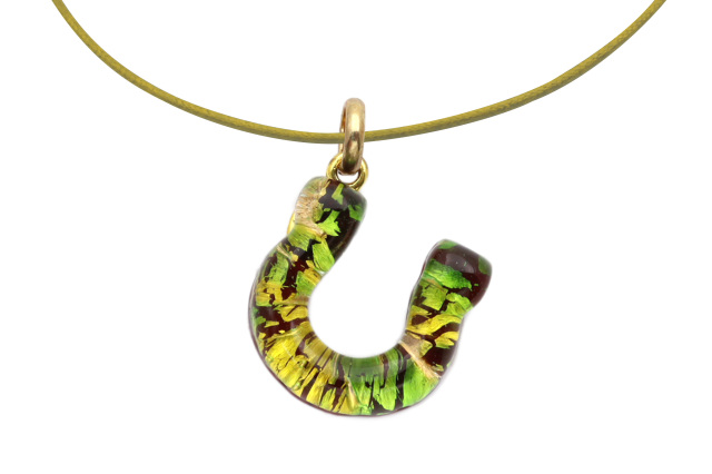 ムラーノグラスペンダント　馬蹄のペンダントトップ