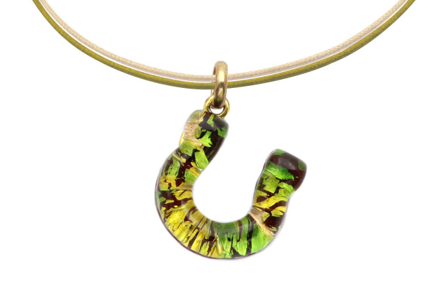 ムラーノグラスペンダント　馬蹄のペンダントトップ