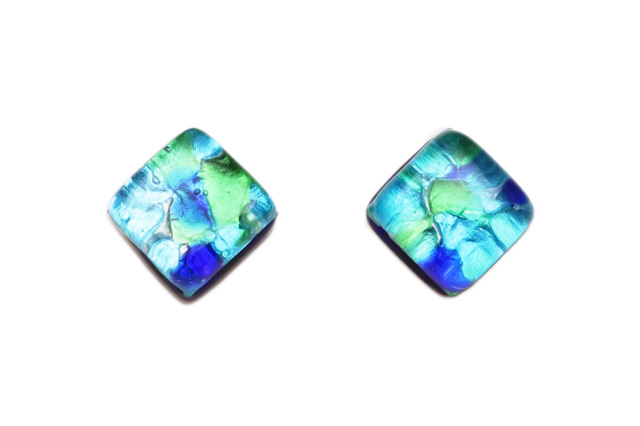 ムラーノグラス　スクエア型ピアス