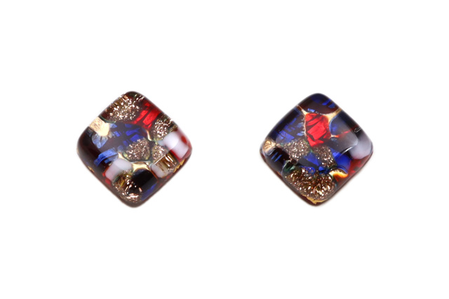ムラーノグラス　スクエア型ピアス