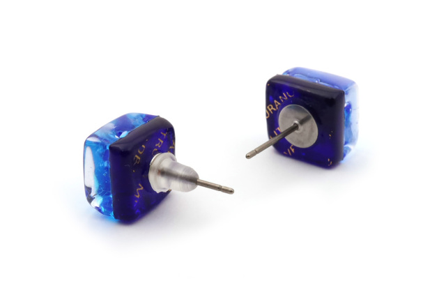 ムラーノグラス　スクエア型ピアス