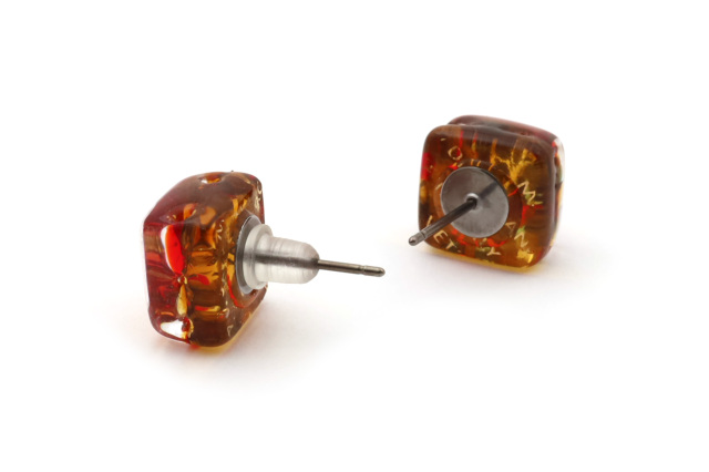 ムラーノグラス　スクエア型ピアス