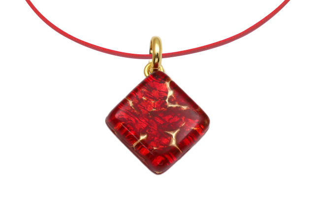 ムラーノグラスペンダント　スクエア型ペンダントトップ15mm
