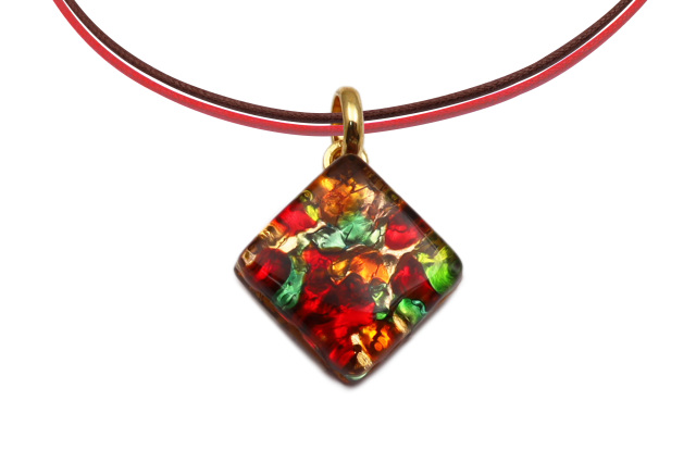 ムラーノグラスペンダント　スクエア型ペンダントトップ15mm
