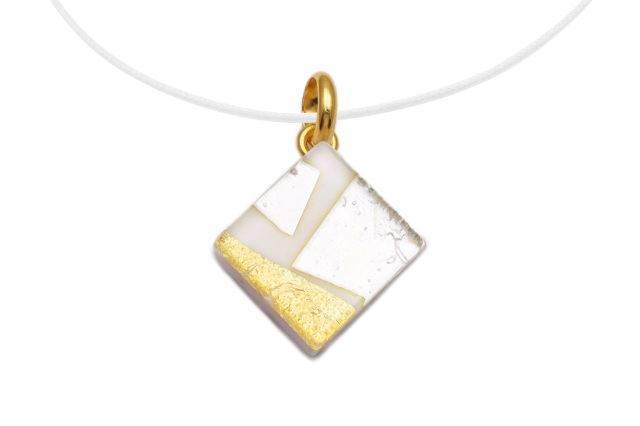 ムラーノグラスペンダント　スクエア型ペンダントトップ15mm