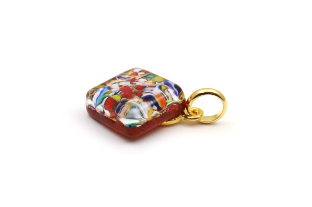 ムラーノグラスペンダント　スクエア型ペンダントトップ15mm