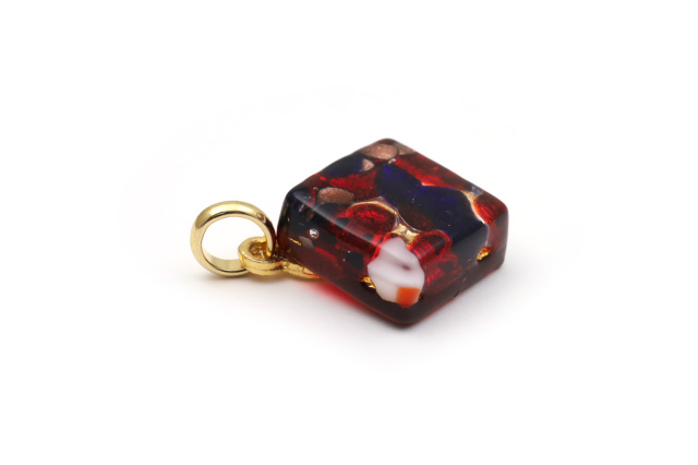 ムラーノグラスペンダント　スクエア型ペンダントトップ15mm