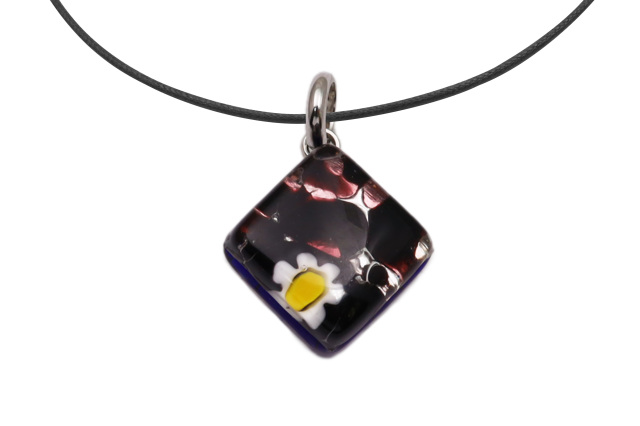 ムラーノグラスペンダント　スクエア型ペンダントトップ15mm